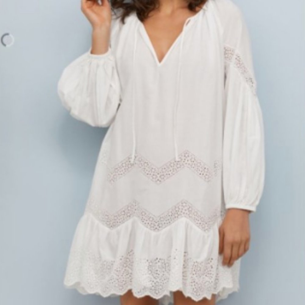 100% Cotton Embroidered Balloon Dress